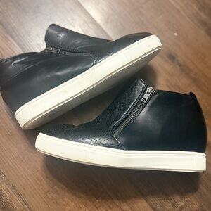 Black Leather High-Top Sneakers